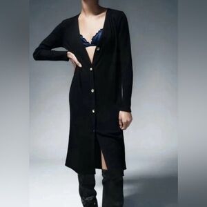 Zara Black button up midi dress SZ S NWOT